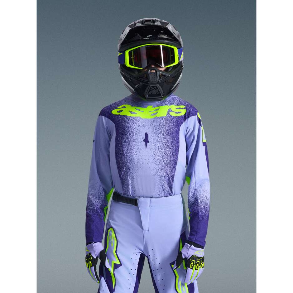 Alpinestars Youth Supertech Scenz Kids' Cross Enduro Jersey - Purple/Fluorescent Yellow