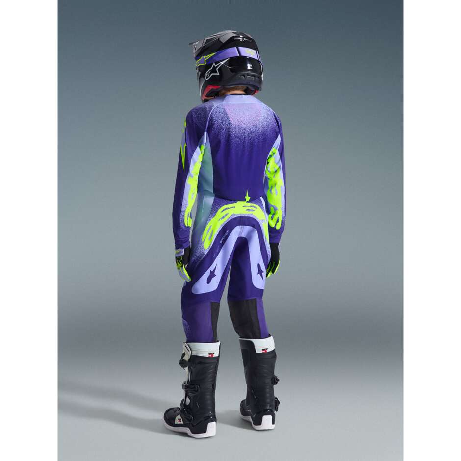 Alpinestars Youth Supertech Scenz Kids' Cross Enduro Jersey - Purple/Fluorescent Yellow