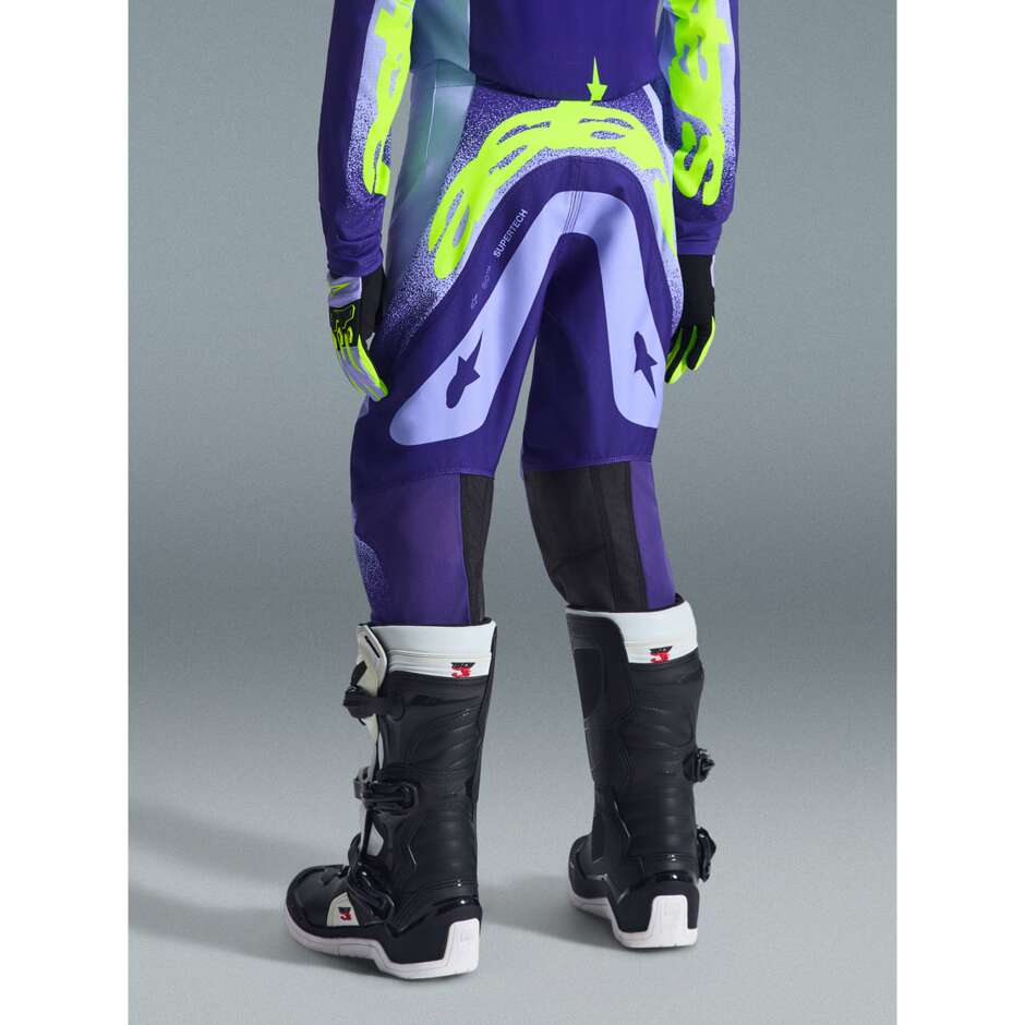 Alpinestars Youth Supertech Scenz Kids' Cross Enduro Motorcycle Pants Purple Fluo Yellow