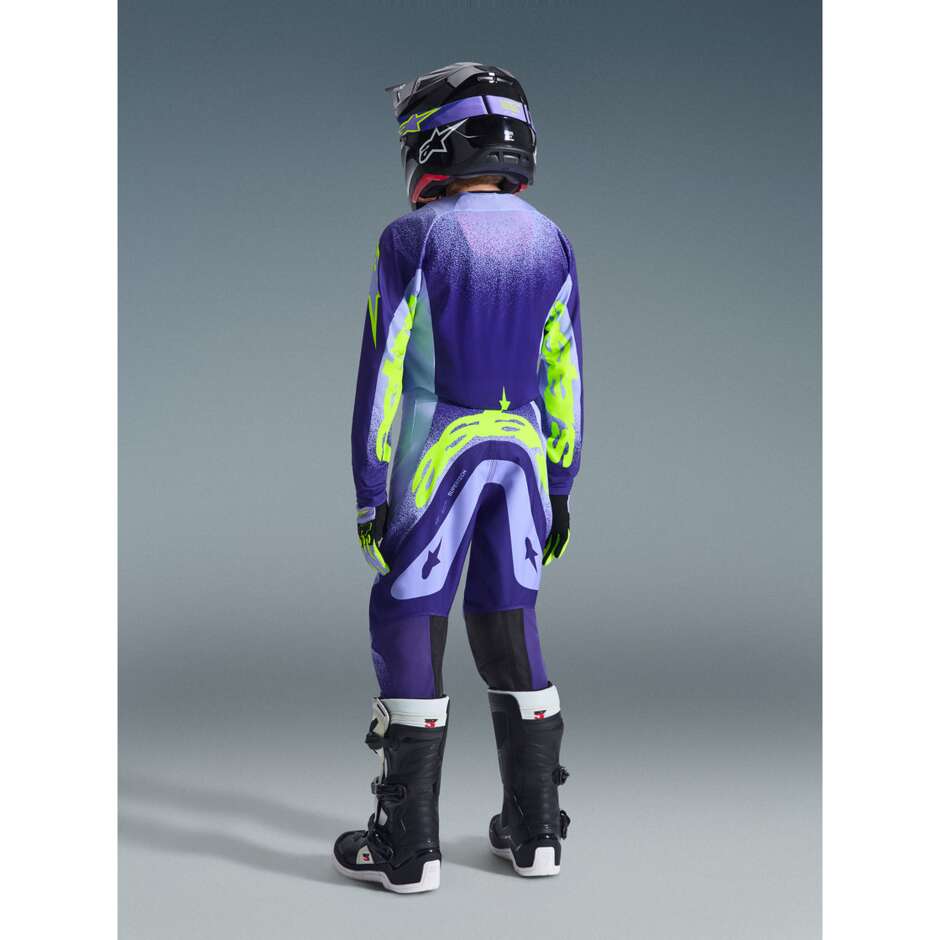 Alpinestars Youth Supertech Scenz Kids' Cross Enduro Motorcycle Pants Purple Fluo Yellow