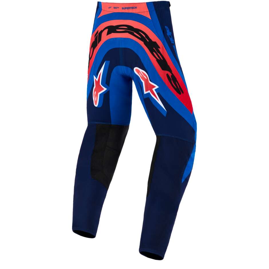 Alpinestars Youth Supertech Vista Kids' Cross Enduro Motorcycle Pants, Dark Blue, Warm Coral, Cobalt