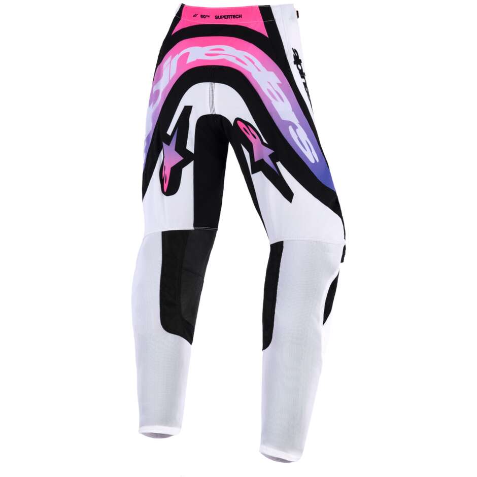Alpinestars Youth Supertech Vista Kids' Cross Enduro Motorcycle Pants White Purple Black