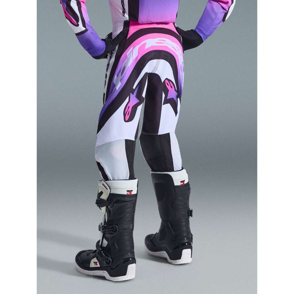 Alpinestars Youth Supertech Vista Kids' Cross Enduro Motorcycle Pants White Purple Black