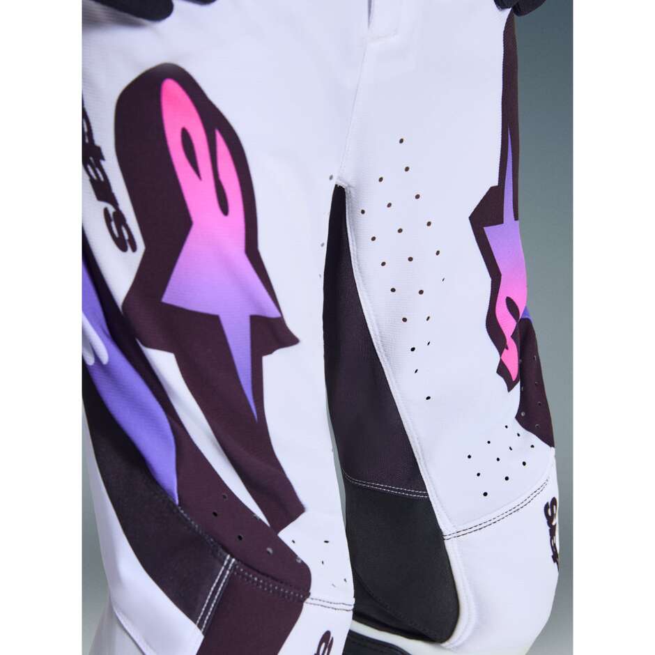 Alpinestars Youth Supertech Vista Kids' Cross Enduro Motorcycle Pants White Purple Black