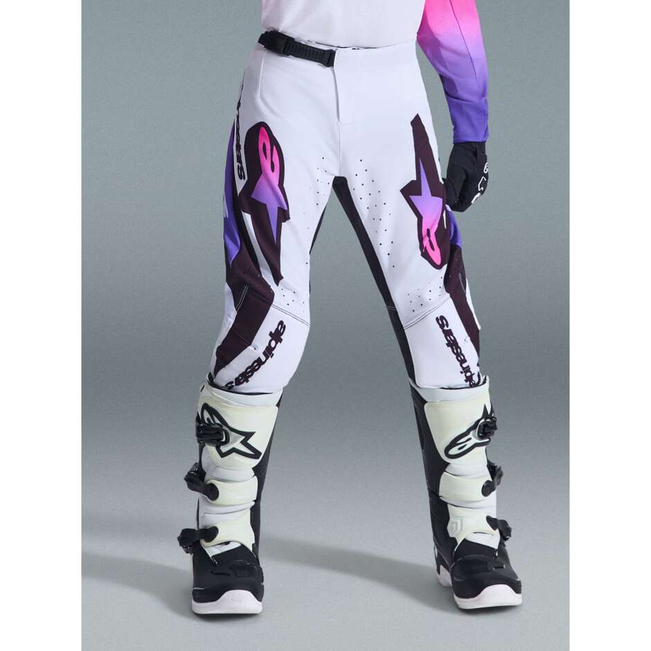 Alpinestars Youth Supertech Vista Kids' Cross Enduro Motorcycle Pants White Purple Black