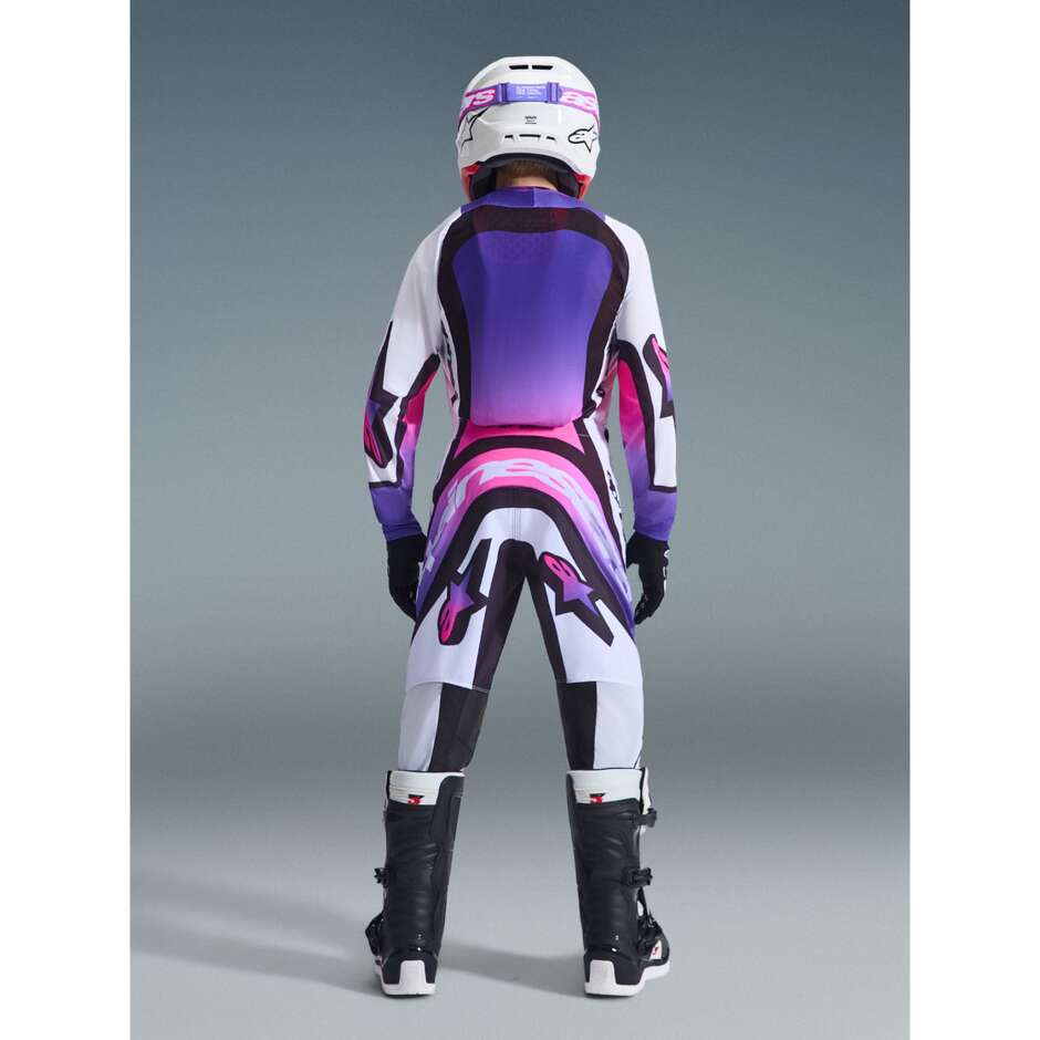 Alpinestars Youth Supertech Vista Kids' Cross Enduro Motorcycle Pants White Purple Black
