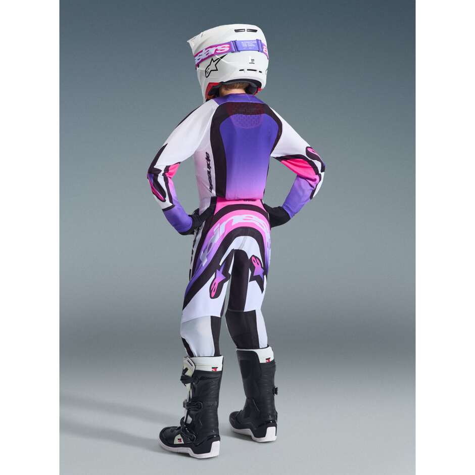 Alpinestars Youth Supertech Vista Kids' Cross Enduro Motorcycle Pants White Purple Black