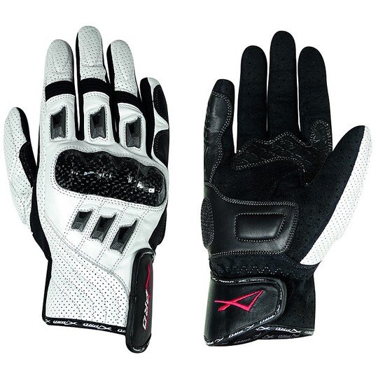 American-Pro BIONIC Sport Leather Motorcycle Gloves Black White