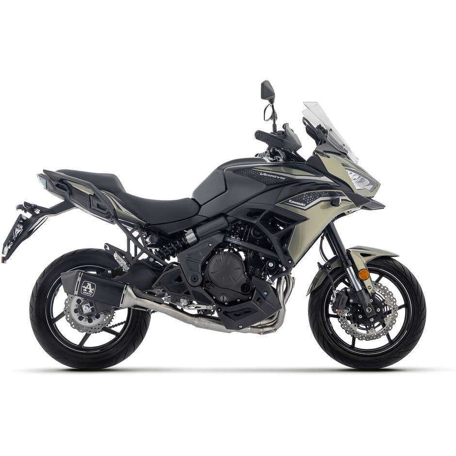 Arrow-geprüfte Komplettauspuffanlage mit Veloce-Schalldämpfer aus dunklem Aluminium für Kawasaki VERSYS 650 (24-25)