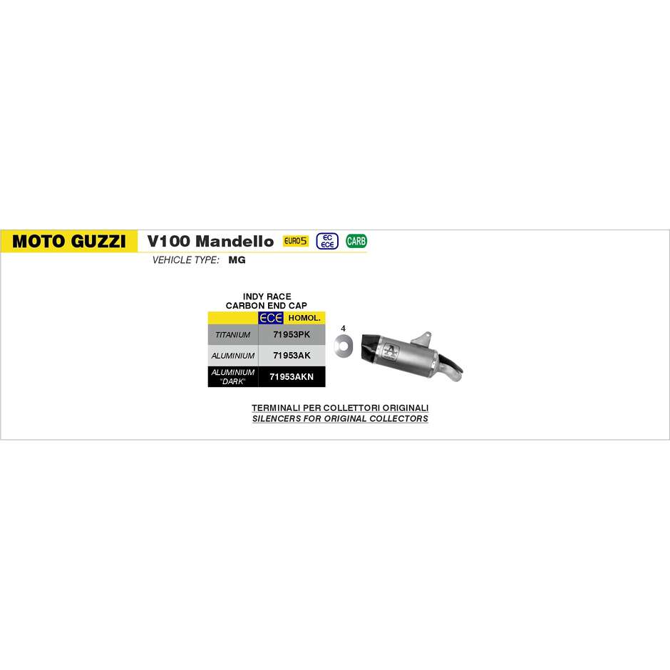 Arrow Indy-Race aluminum exhaust with carby end cap for Moto Guzzi V100 Mandello (23-24)