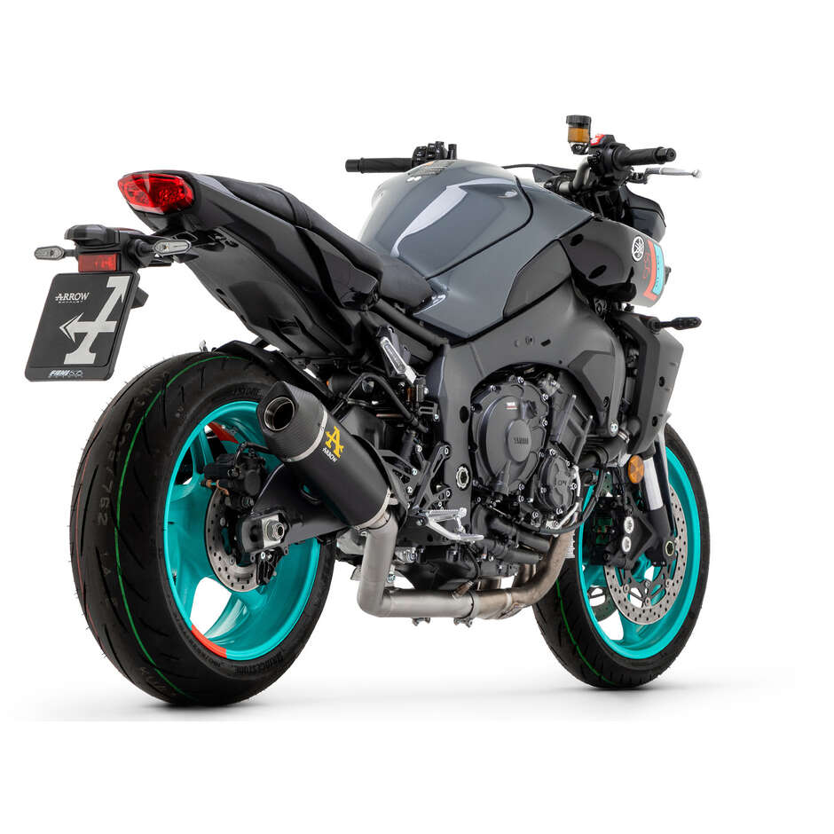 Arrow Indy Race Dark Aluminum Exhaust with Carby End Cap for Yamaha MT-10 (22-24)