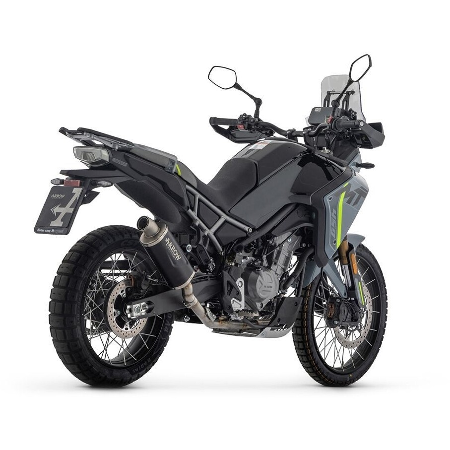 Arrow Indy Race EVO Auspuffanlage aus dunklem Aluminium mit Edelstahl-Endkappe für CF Moto 450 MT