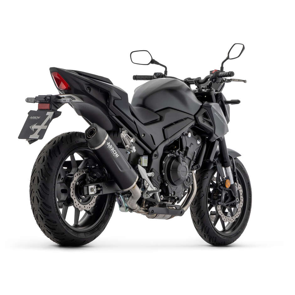 Arrow Indy Race EVO Dunkelaluminium-Auspuffanlage mit Vergaser-Endkappe für Honda CB 500 Hornet / NX 500 (24-25)