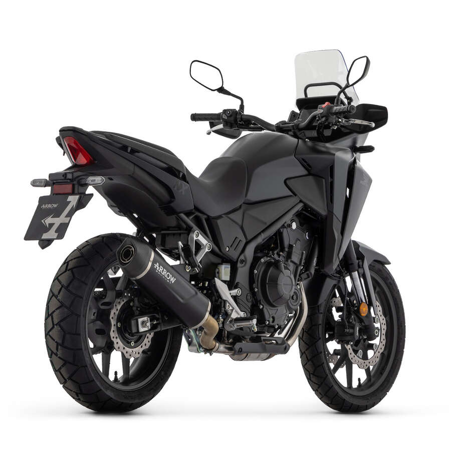Arrow Indy Race EVO Dunkelaluminium-Auspuffanlage mit Vergaser-Endkappe für Honda CB 500 Hornet / NX 500 (24-25)