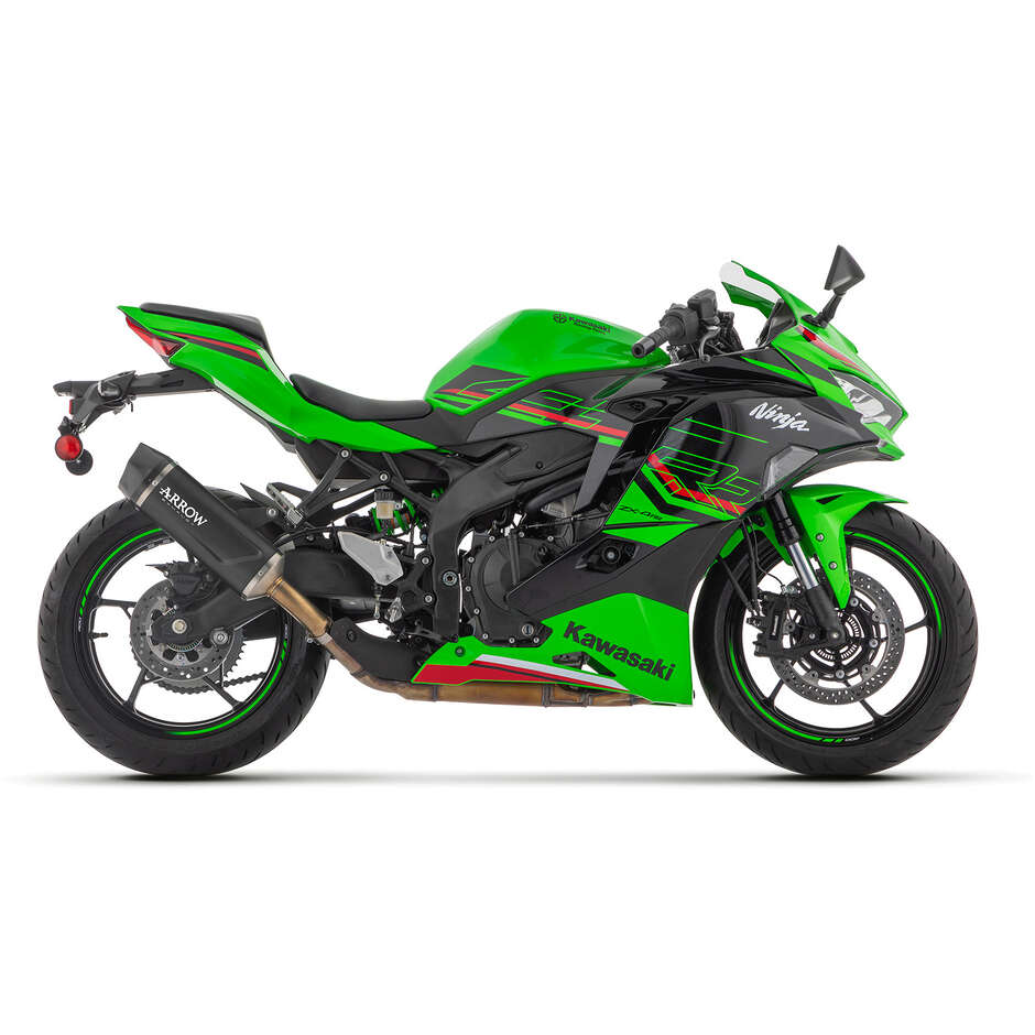 Arrow Indy Race EVO Dunkelaluminium-Auspuffanlage mit Vergaser-Endkappe für Kawasaki ZX-4R (24-25)