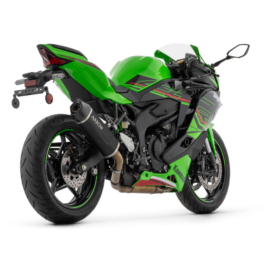 Arrow Indy Race EVO Dunkelaluminium-Auspuffanlage mit Vergaser-Endkappe für Kawasaki ZX-4R (24-25)