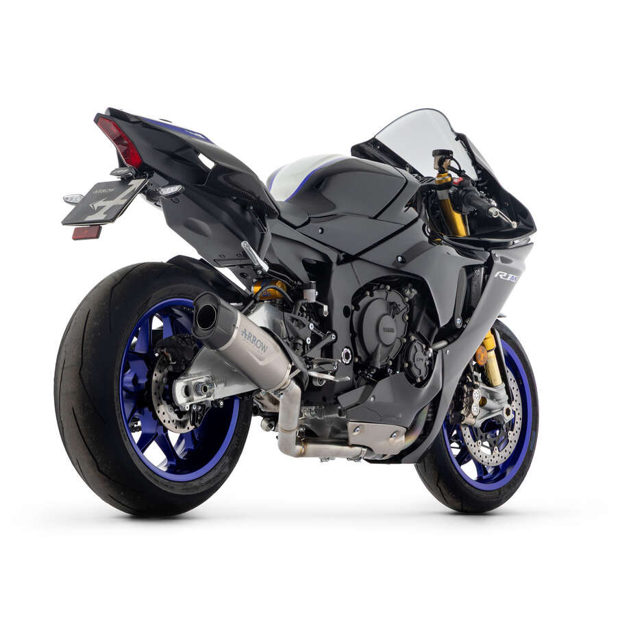 Arrow Indy Race EVO Titan-Auspuffanlage mit Carbon-Endkappe für Yamaha YZF R1 (15-25)