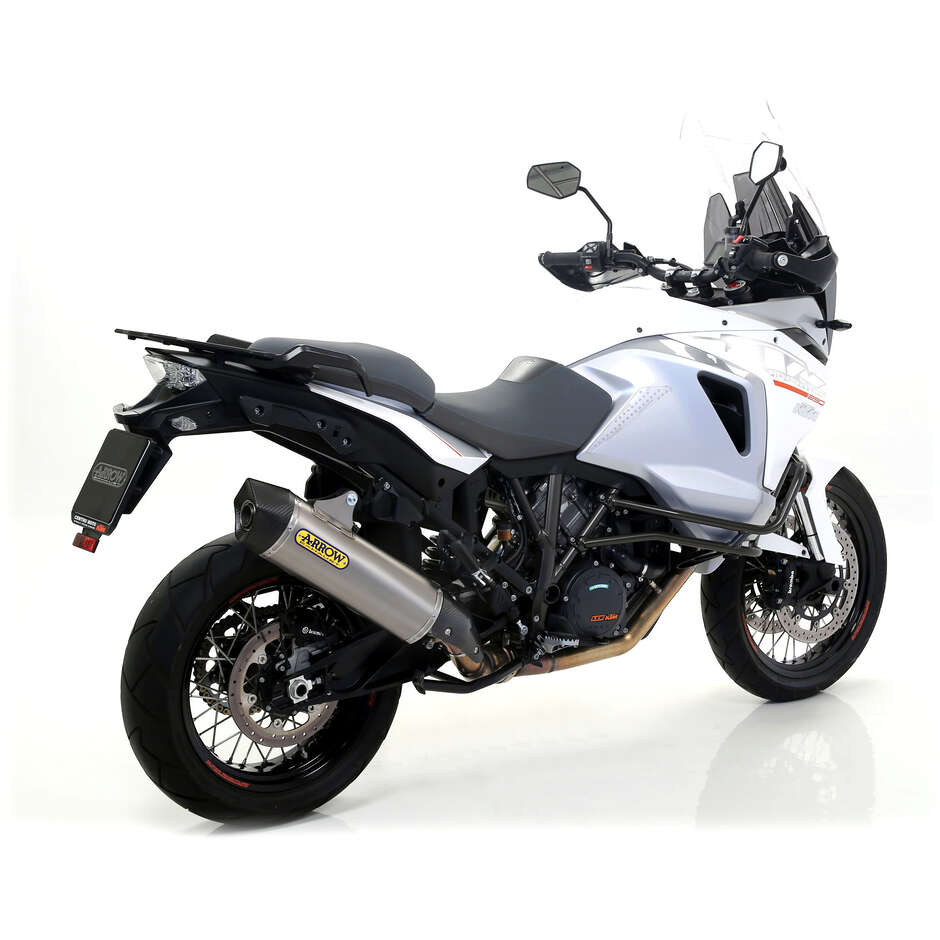 Arrow Maxi Race-Tech aluminum exhaust with carby end cap for KTM 1190 Adventure 1190 (13-16); Adventure 1050 (15-16); Super Adventure 1290 (15-20); Adventure 1090 (17-20)