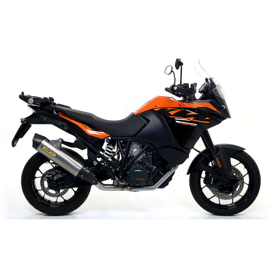 Arrow Maxi Race-Tech aluminum exhaust with carby end cap for KTM 1190 Adventure 1190 (13-16); Adventure 1050 (15-16); Super Adventure 1290 (15-20); Adventure 1090 (17-20)