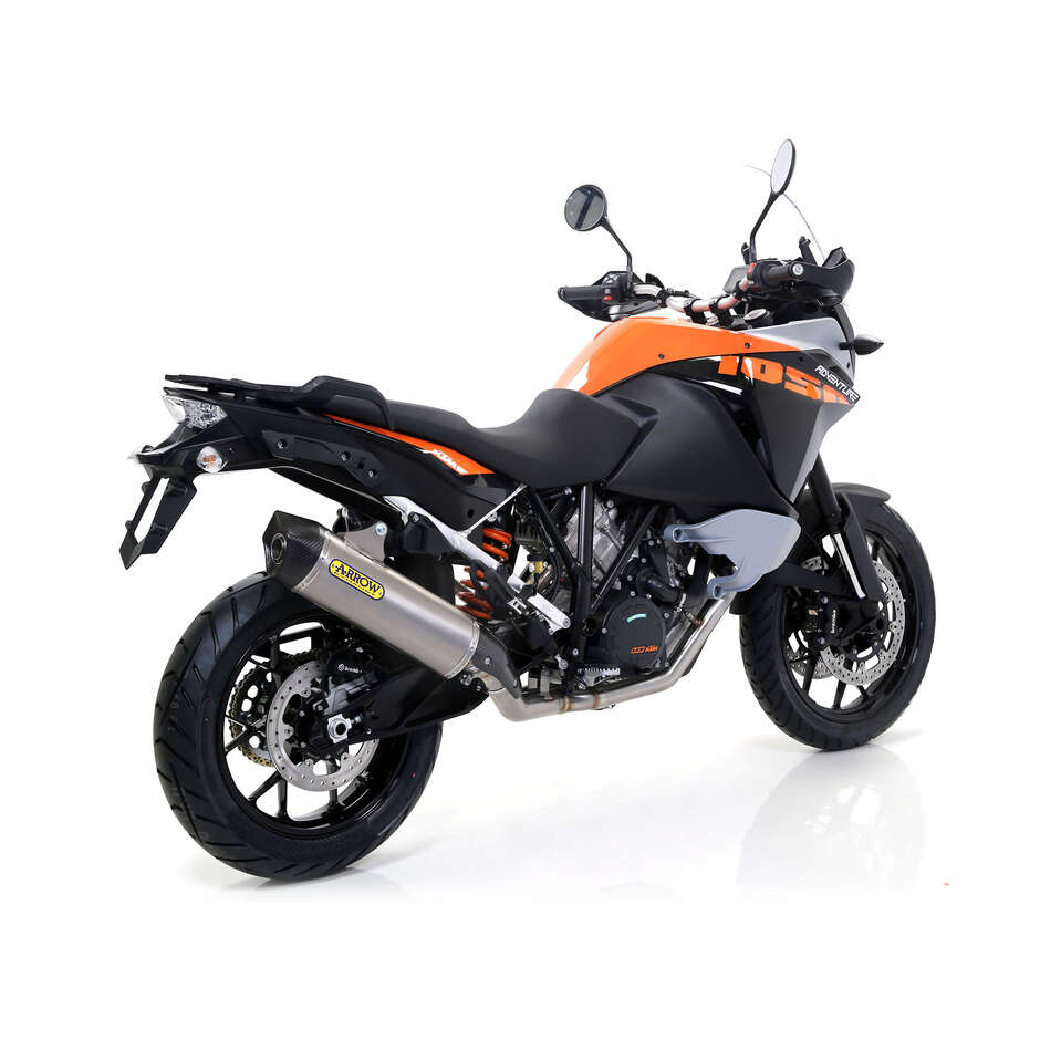 Arrow Maxi Race-Tech aluminum exhaust with carby end cap for KTM 1190 Adventure 1190 (13-16); Adventure 1050 (15-16); Super Adventure 1290 (15-20); Adventure 1090 (17-20)