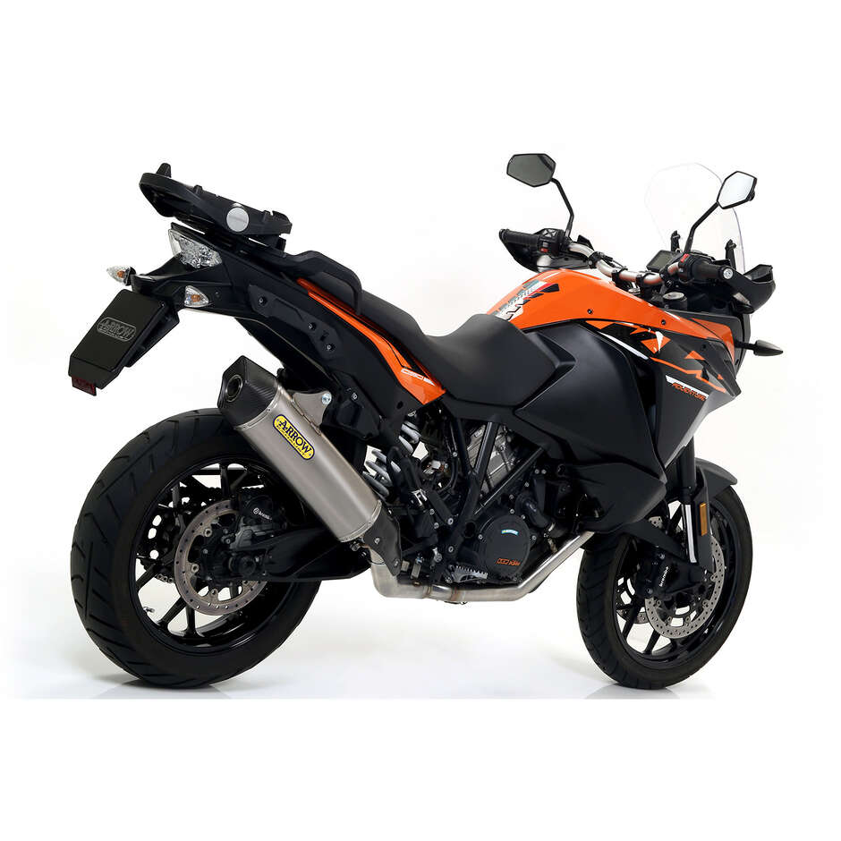 Arrow Maxi Race-Tech aluminum exhaust with carby end cap for KTM 1190 Adventure 1190 (13-16); Adventure 1050 (15-16); Super Adventure 1290 (15-20); Adventure 1090 (17-20)