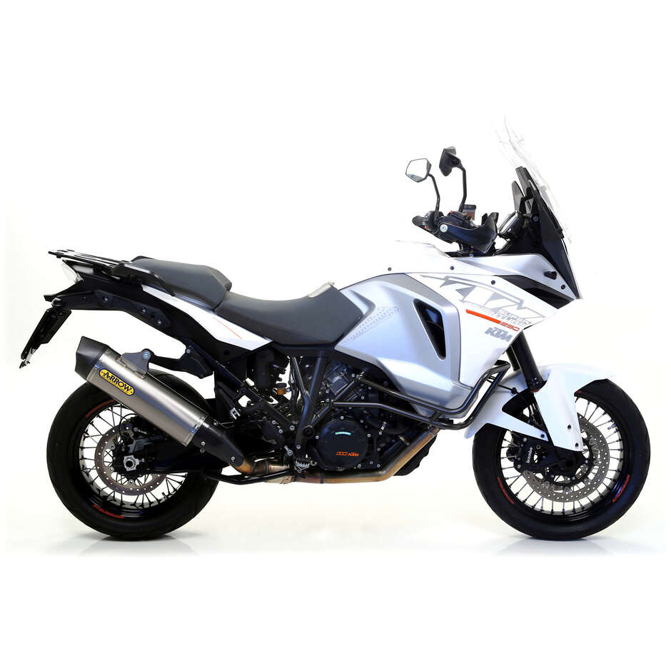 Arrow Maxi Race-Tech aluminum exhaust with carby end cap for KTM 1190 Adventure 1190 (13-16); Adventure 1050 (15-16); Super Adventure 1290 (15-20); Adventure 1090 (17-20)
