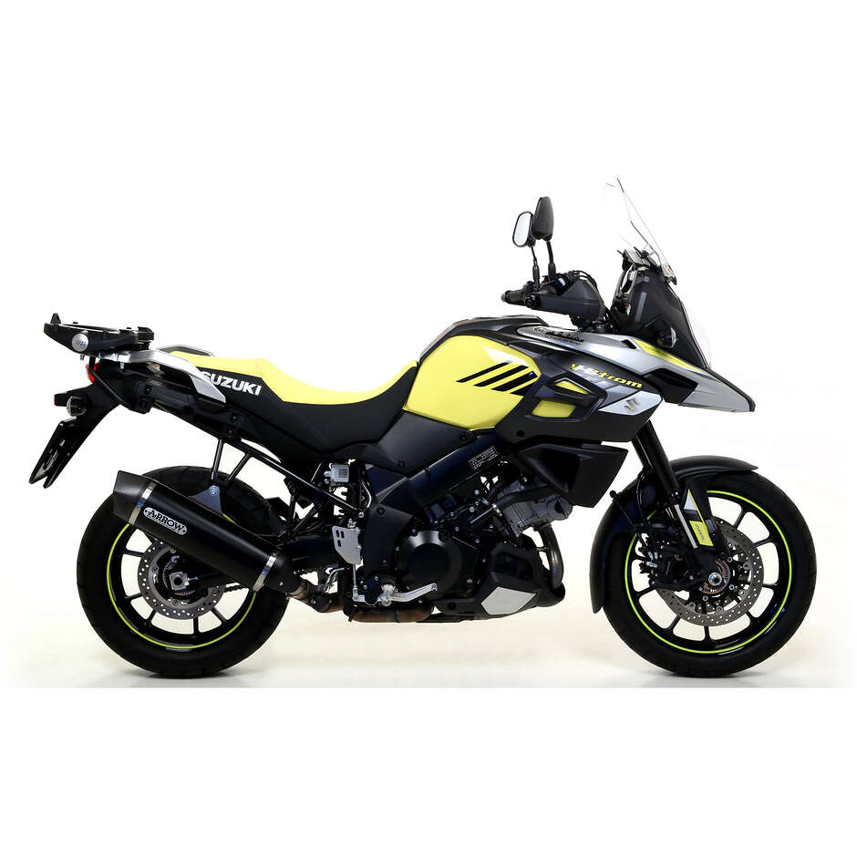 Arrow Maxi Race-Tech Auspuffanlage aus dunklem Aluminium mit Vergaser-Endkappe für Suzuki V-Strom 1000 (14-20); V-Strom 1050 (17-20)