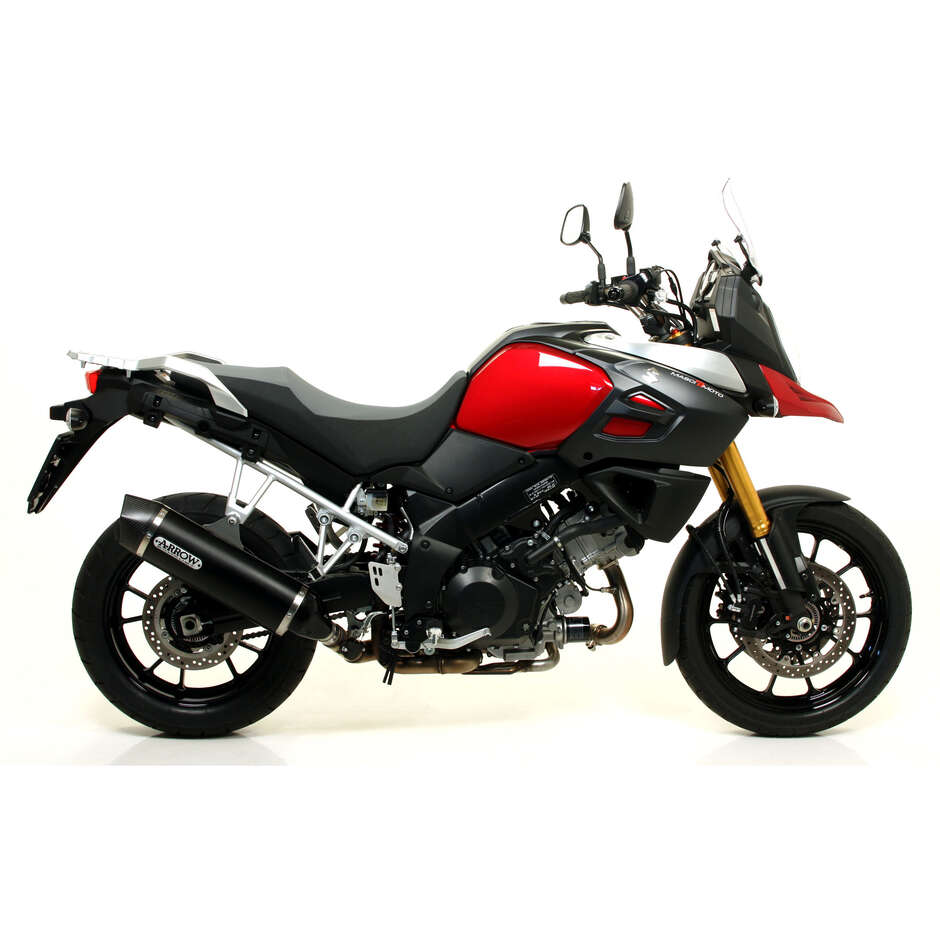 Arrow Maxi Race-Tech Dark Aluminum Exhaust with Carby End Cap for Suzuki V-Strom 1000 (14-20); V-Strom 1050 (17-20)