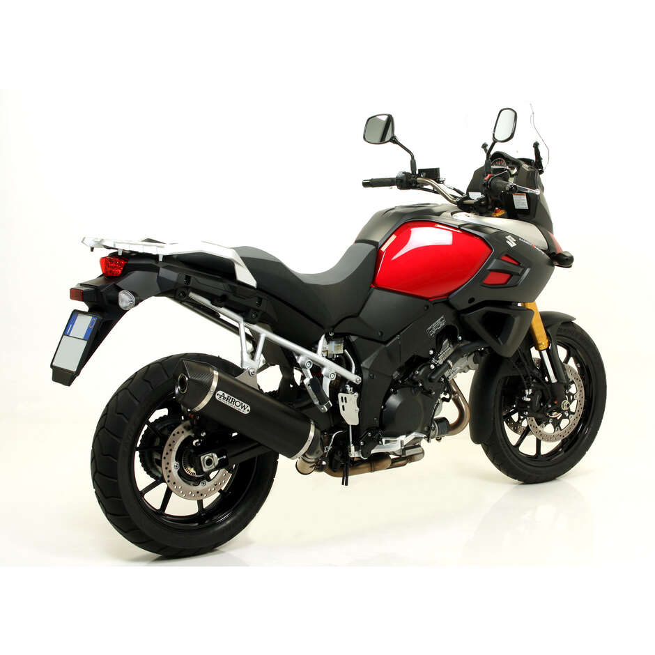 Arrow Maxi Race-Tech Dark Aluminum Exhaust with Carby End Cap for Suzuki V-Strom 1000 (14-20); V-Strom 1050 (17-20)