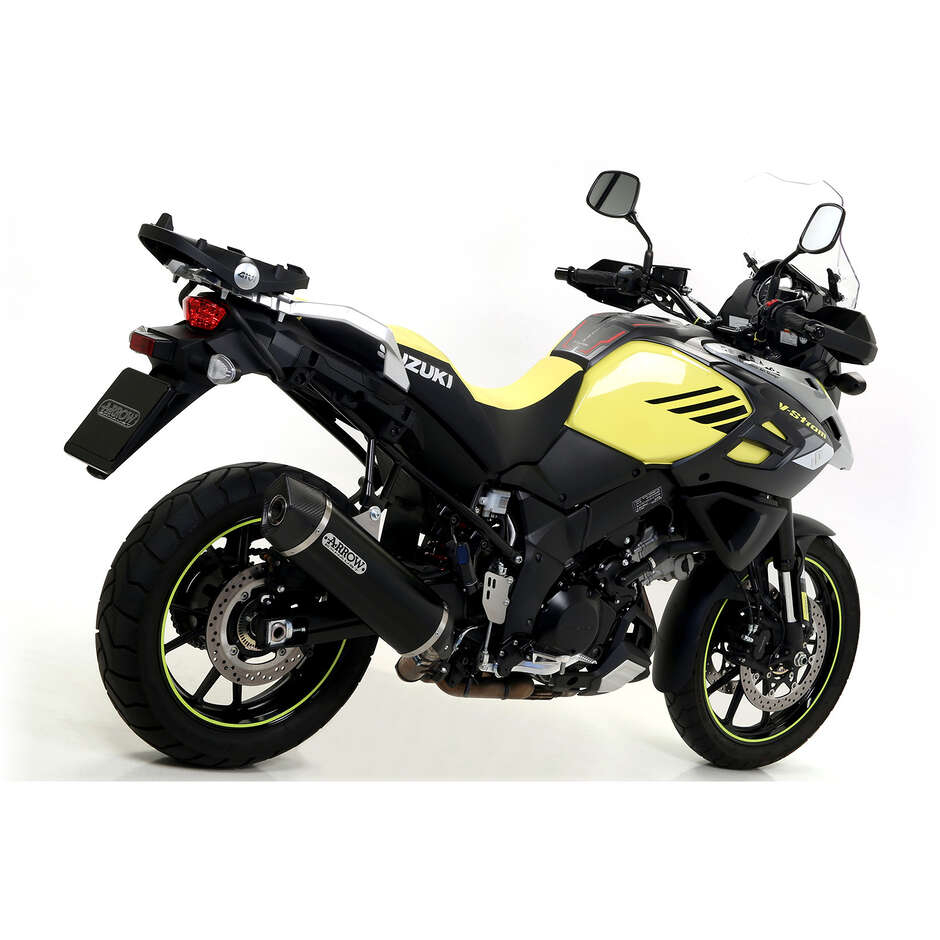 Arrow Maxi Race-Tech Dark Aluminum Exhaust with Carby End Cap for Suzuki V-Strom 1000 (14-20); V-Strom 1050 (17-20)