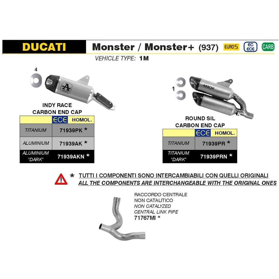 Arrow Non-Catalytic Central Link Pipe Ducati Monster 937
