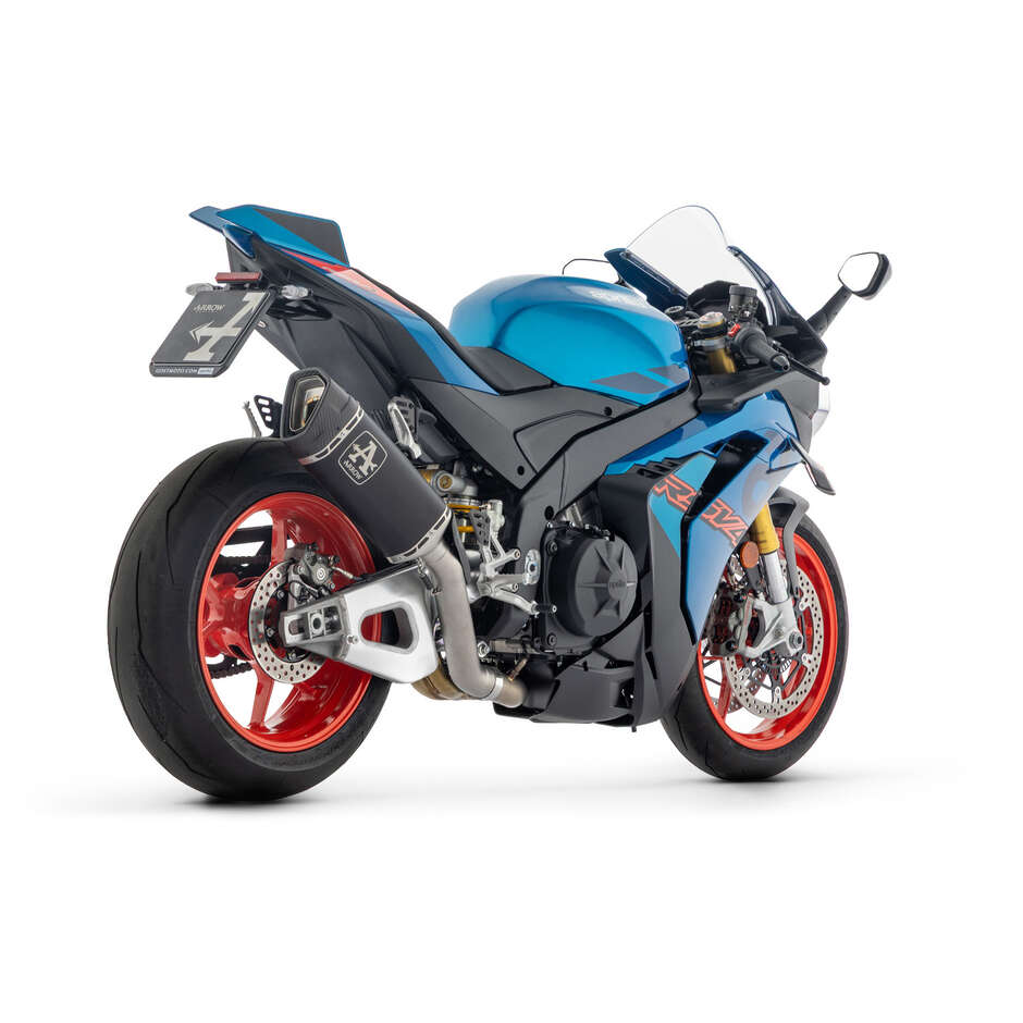 Arrow Pista Dark Titanium Exhaust with Stainless Steel Link Pipe For RSV4 1100 Factory (21-24); Tuono V4 1100 (21-25); RSV4 1100 (25)