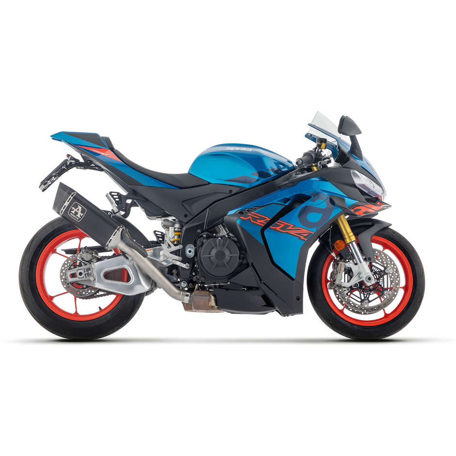 Arrow Pista Dark Titanium Exhaust with Titanium Link Pipe for Aprilia RSV4 1100 Factory (21-24); Tuono V4 1100 (21-25); RSV4 1100 (25)