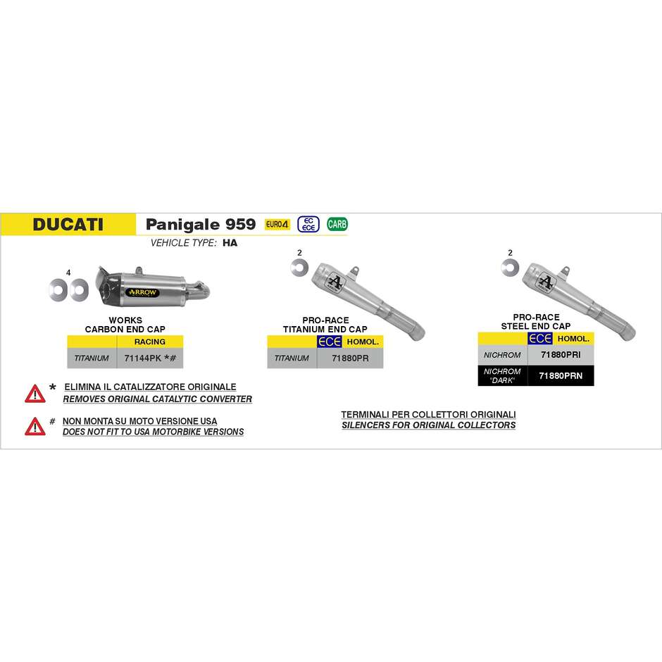 Arrow Pro-Race Nichrom Dark Auspuffanlage für Ducati Panigale 959 (16-19)