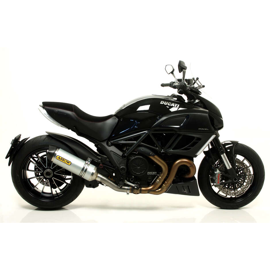 Arrow Race-Tech aluminum exhaust with carby end cap for Ducati Multistrada 1200 / 1200S (10-14); Diavel (11-16); Monster 1200 (14-15); Monster 821 (15-17)