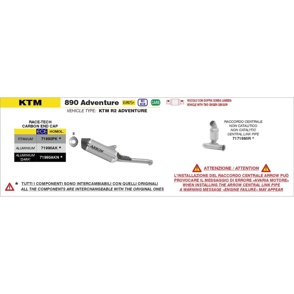 Arrow Race-Tech aluminum exhaust with carby end cap For KTM 790 Adventure / 890 Duke Adventure / 890 Duke R (25)