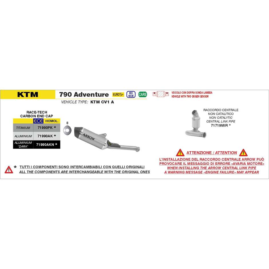 Arrow Race-Tech aluminum exhaust with carby end cap For KTM 790 Adventure / 890 Duke Adventure / 890 Duke R (25)