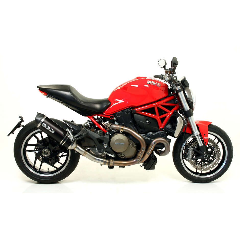 Arrow Race-Tech Dark aluminum exhaust with carby end cap for Ducati Multistrada 1200 / 1200 S (10-14); Diavel (11-16); Monster 1200 (14-15); Monster 821 (14-17)
