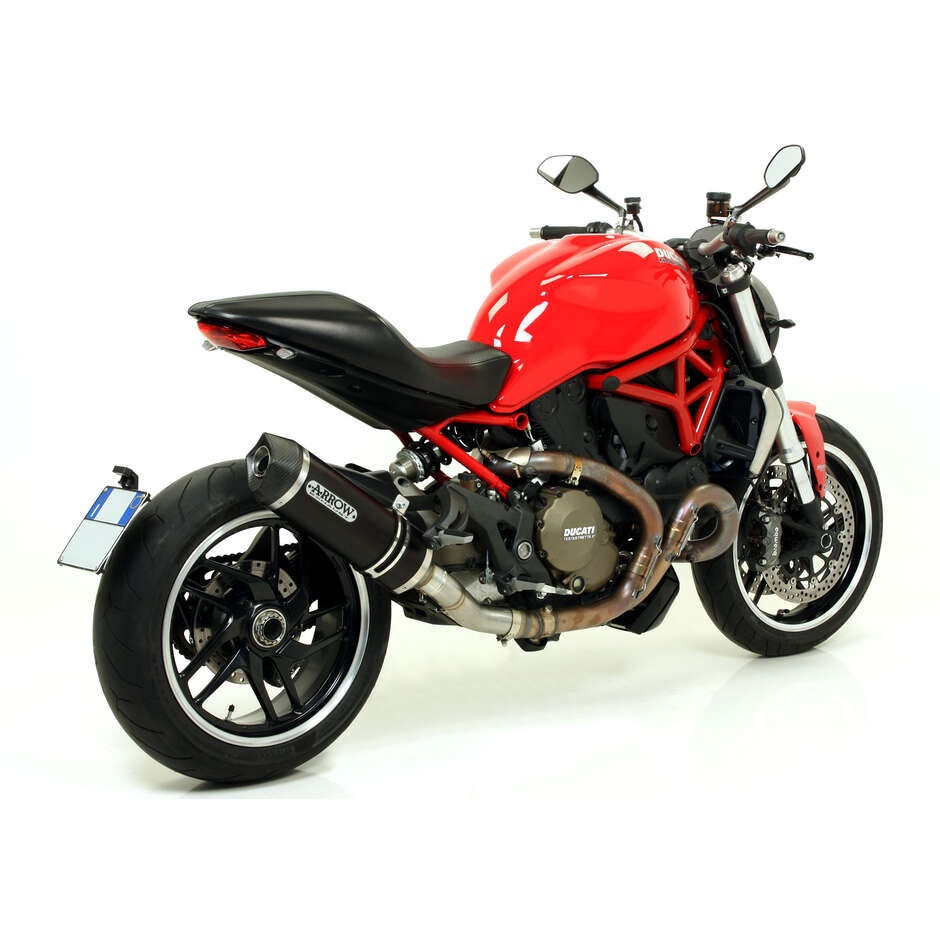 Arrow Race-Tech Dark aluminum exhaust with carby end cap for Ducati Multistrada 1200 / 1200 S (10-14); Diavel (11-16); Monster 1200 (14-15); Monster 821 (14-17)