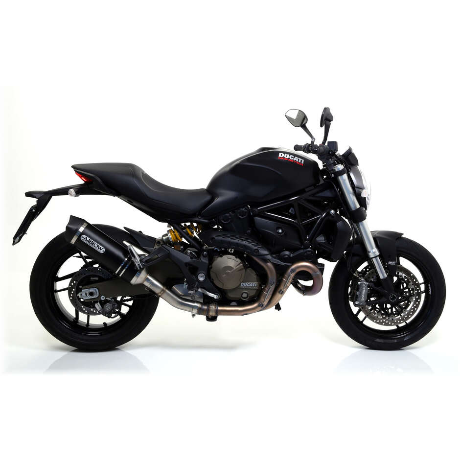 Arrow Race-Tech Dark aluminum exhaust with carby end cap for Ducati Multistrada 1200 / 1200 S (10-14); Diavel (11-16); Monster 1200 (14-15); Monster 821 (14-17)