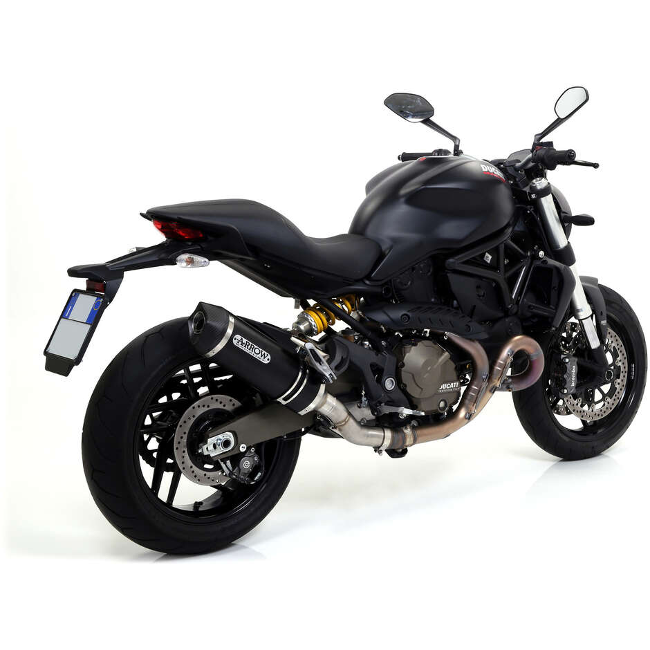 Arrow Race-Tech Dark aluminum exhaust with carby end cap for Ducati Multistrada 1200 / 1200 S (10-14); Diavel (11-16); Monster 1200 (14-15); Monster 821 (14-17)