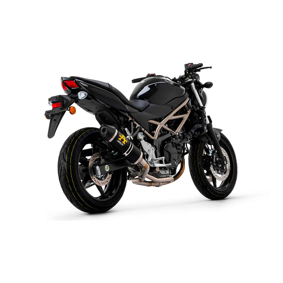 Arrow Race-Tech Dark Aluminum Exhaust with Carby End Cap for Suzuki SV 650 (16-24)