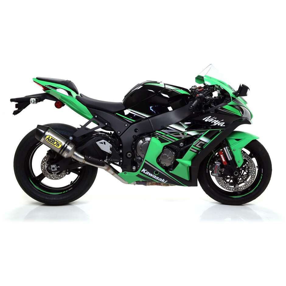 Arrow racing mid-pipe kit - Race-Tech titanium silencer + 60mm titanium link pipe. For Kawasaki ZX-10R (16-19)