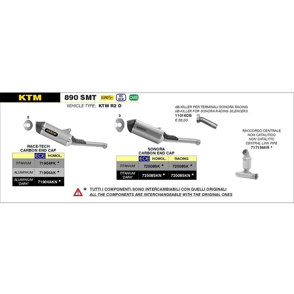 Arrow Racing Non-Catalytic Mid Pipe for KTM