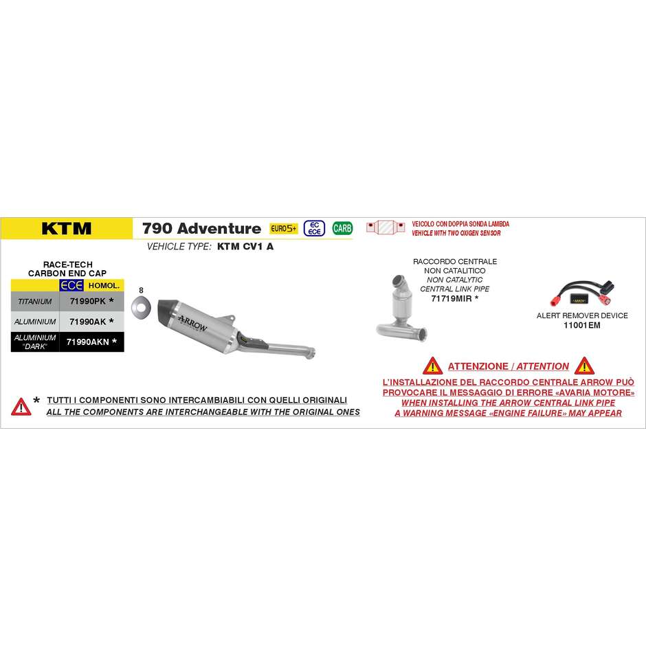 Arrow Racing Non-Catalytic Mid Pipe for KTM