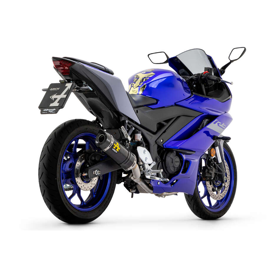 Arrow Street Thunder Carbon Exhaust with Carby End Cap for Yamaha YZF R3 (15-18); YZF R3 (21-24); MT-03 (16-19)