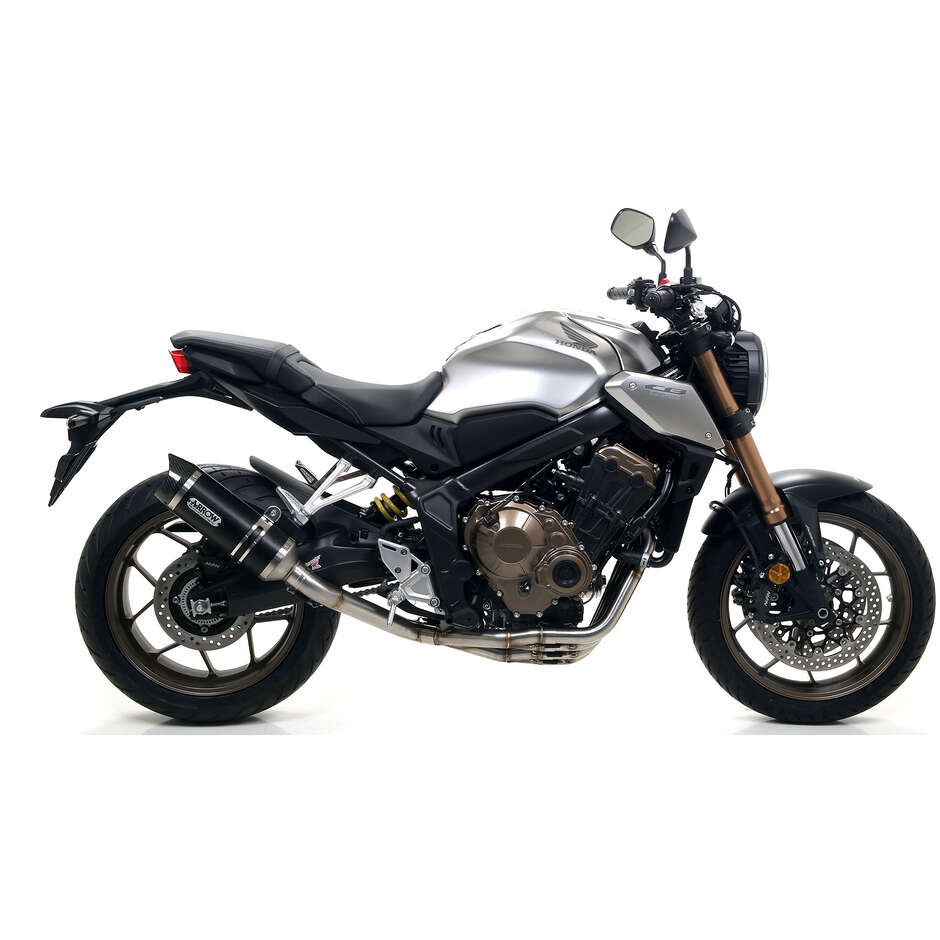 Arrow Thunder Dark Aluminum Exhaust Muffler with Carby End Cap For Honda CB 650 R / CBR 650 R (19-23)