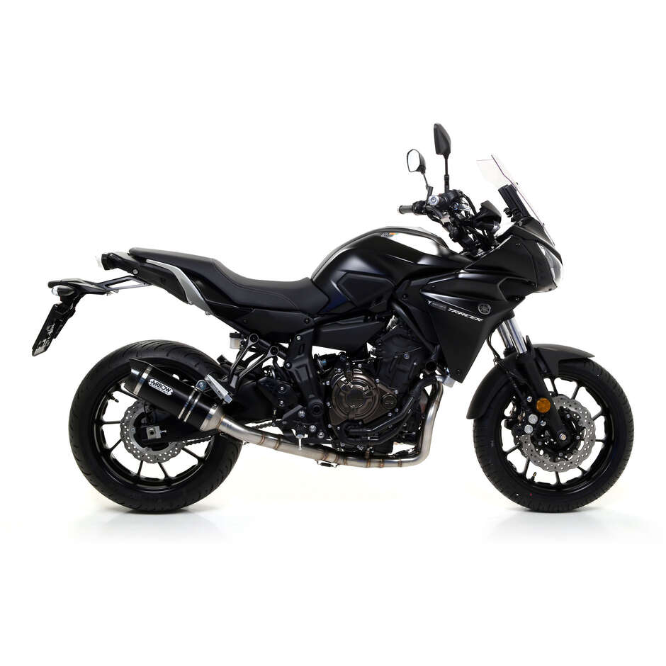 Arrow Thunder Dark Aluminum Exhaust Muffler with Carby End Cap For Yamaha MT-07 (14-20) / TRACER 700 (16-19) / TRACER 7 (20-24)