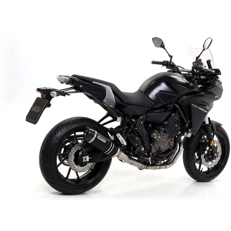Arrow Thunder Dark Aluminum Exhaust Muffler with Carby End Cap For Yamaha MT-07 (14-20) / TRACER 700 (16-19) / TRACER 7 (20-24)
