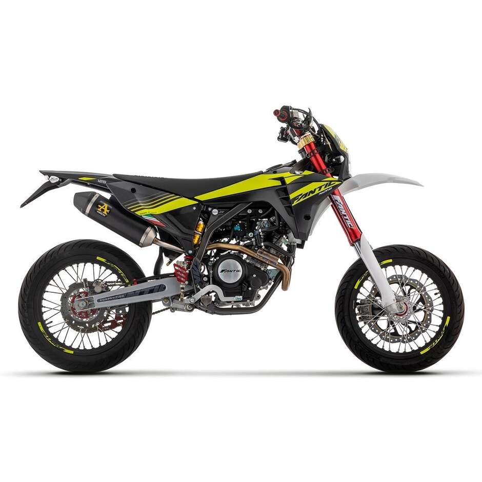 Arrow Thunder Dark Aluminum Exhaust with Carby End Cap for Fantic Motor XEF / XMF 125 (2023-24)
